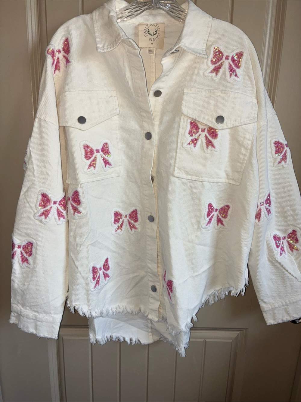 Fantastic Fawn White Corduroy Button Jacket